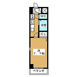 アスティオス港楽 1Kの間取図画像