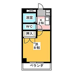 ラヴィアンローズ 1Kの間取図画像