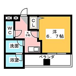 グレースメゾン名海5 1Kの間取図画像