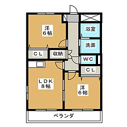 ジャルダン新栄 2LDKの間取図画像