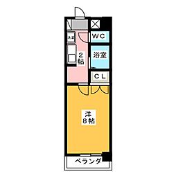 シティーライフ港陽 1Kの間取図画像