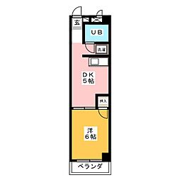 シーズンコート川間 1DKの間取図画像