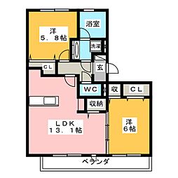 サニープレイス十一屋F 2LDKの間取図画像