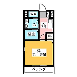 小碓Jハイツ 1Kの間取図画像
