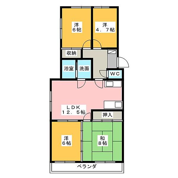 レスカール社台 ｜愛知県名古屋市名東区社台２丁目(賃貸マンション4LDK・3階・76.80㎡)の写真 その2