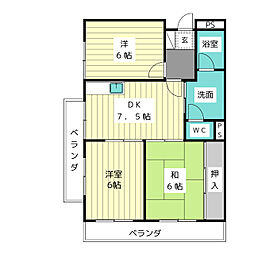 シェモア 3DKの間取図画像