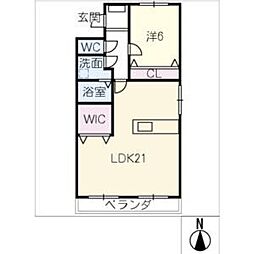 キャッスル東栄A棟 1LDKの間取図画像