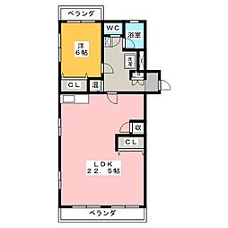 マンション一社 1LDKの間取図画像