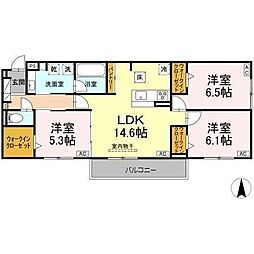 名古屋市名東区社台2丁目アパート 3LDKの間取図画像