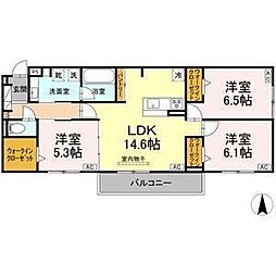 名古屋市名東区社台2丁目アパート 3LDKの間取図画像