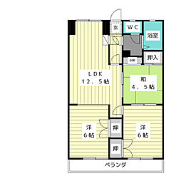 プリミエール平和が丘 2LDKの間取図画像