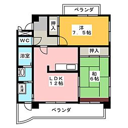 ル・レーブ貴船 2LDKの間取図画像