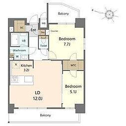 名古屋市名東区貴船1丁目マンション 2LDKの間取図画像