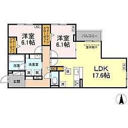 名古屋市名東区社台2丁目アパート 3LDKの間取図画像