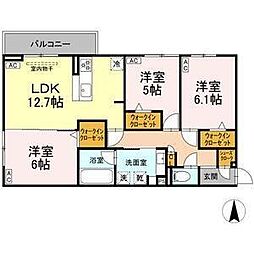 名古屋市名東区社台2丁目アパート 3LDKの間取図画像