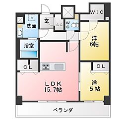 名古屋市名東区貴船1丁目マンション 2LDKの間取図画像