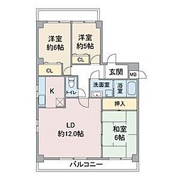 サン・カーフ2 3LDKの間取図画像