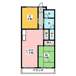 メゾンドゥフォレ 2LDKの間取図画像