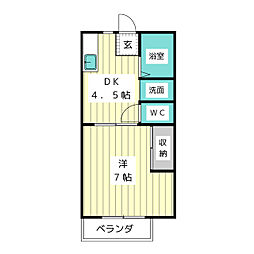 イースト・ヒルズ松井 1DKの間取図画像
