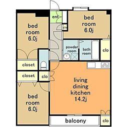 セレニティキフネ 3LDKの間取図画像