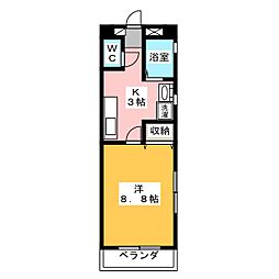 LaTie上社 1Kの間取図画像