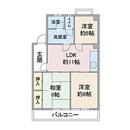 エレガンス柴 3LDKの間取図画像