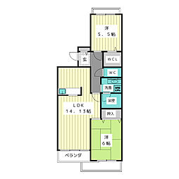 パーク・ノヴァ貴船 2LDKの間取図画像