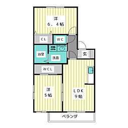ハル赤松台 2LDKの間取図画像