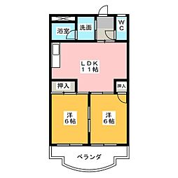 レヂデンス社台 2LDKの間取図画像