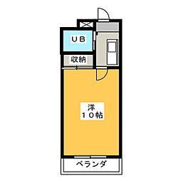 亀の井都筑マンション 1Kの間取図画像