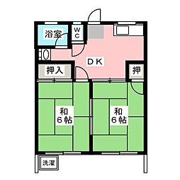 コーポ美香 2DKの間取図画像