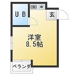 ウイング香流 ワンルームの間取図画像