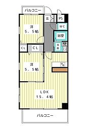 ラウレア神丘 2LDKの間取図画像