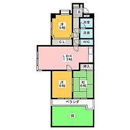 グランドハイリス上社 3LDKの間取図画像