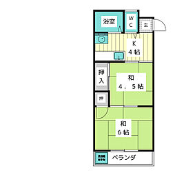 ハイツ杉2 2Kの間取図画像