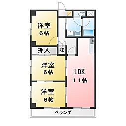 ユウチマンション 2LDKの間取図画像