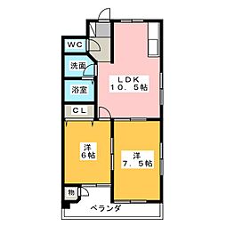 カーサ一社 2LDKの間取図画像