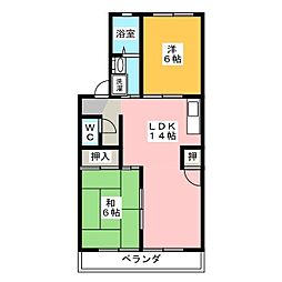 グリーンハイツ猪高台 2LDKの間取図画像