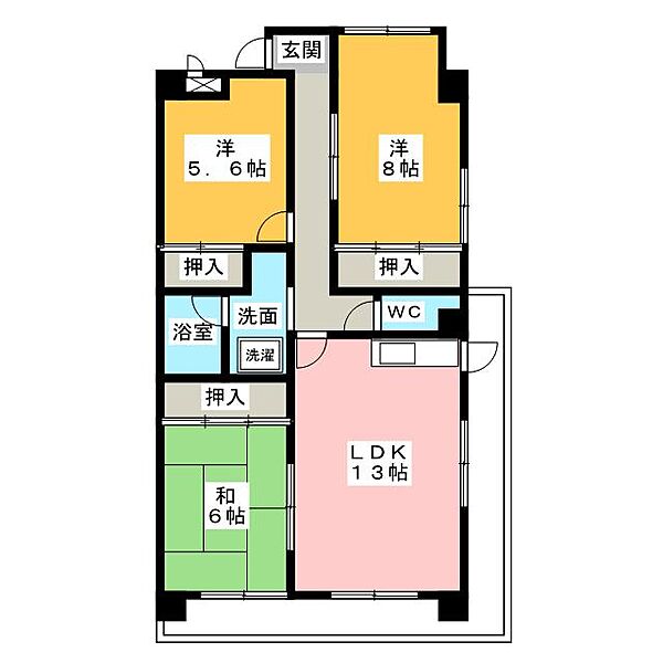 ハイライズ鴨田 ｜愛知県長久手市五合池(賃貸マンション3LDK・5階・77.20㎡)の写真 その2