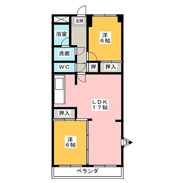 ビバリーヒルズ藤ヶ丘 ｜愛知県長久手市塚田(賃貸マンション2LDK・5階・67.00㎡)の写真 その2