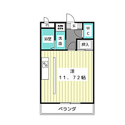 パークハウスタカシ 2階ワンルームの間取り