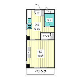 ユングハイム 1DKの間取図画像