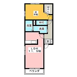 メゾンローリエ 1LDKの間取図画像