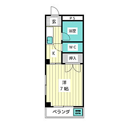 グリーンビレッジB棟 1Kの間取図画像