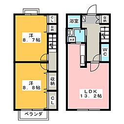 グランドシャトー長久手 2LDKの間取図画像