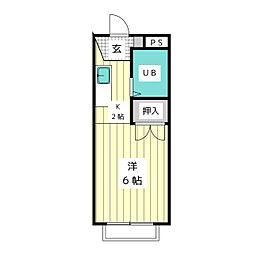 川本マンション ワンルームの間取図画像