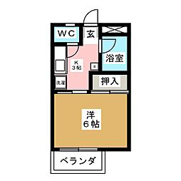 シャトー新樹 1Kの間取図画像