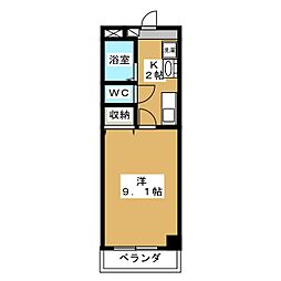 竹の山シールドハイツ 1Kの間取図画像