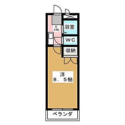 レナ三宅 1Kの間取図画像