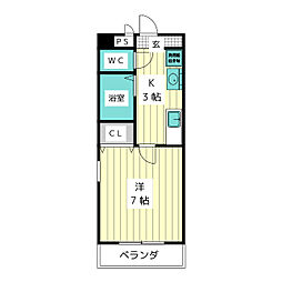 リバティ藤ケ丘 1Kの間取図画像